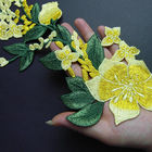 Yellow Flower Sew On Embroidered Patches Lace Appliques For Clothing 14 X 32 CM