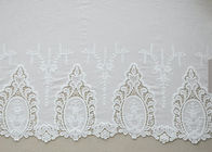 Cotton White Crochet Lace Fabric / Embroidered Lace Fabric For Home Textile 130cm