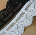 2.28 Inch Width Venice Nylon Lace Trim , Eyelash Scalloped Embroidery Tulle Lace Trim