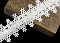 3D Flower French Venice Guipure Lace Trim With Pearl Bead For Bridal Wedding Dress