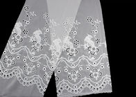 49 Inch Chiffon Embroidered Lace Fabric With Floral Bird Eyelet