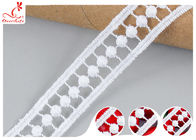 2CM White Guipure Embroidered Lace Trim With Poly Milk Silk Pass OEKO TEX 100