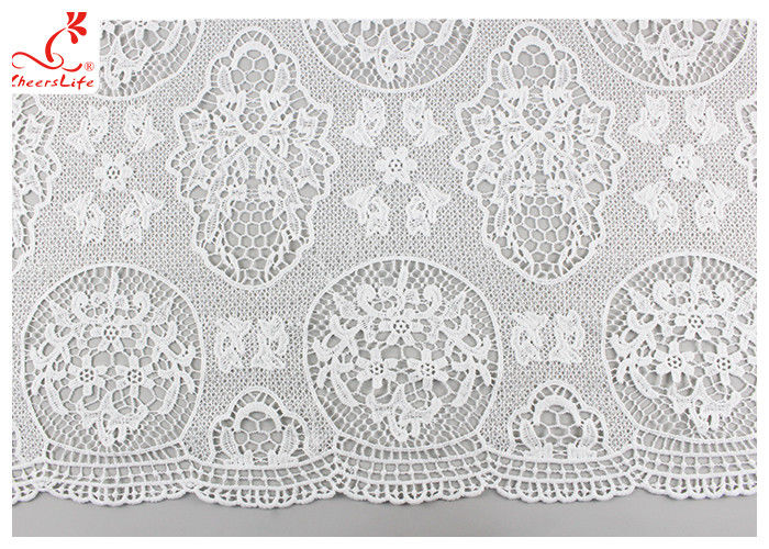 Guipure Embroidered Floral Lace Fabric With Chemical Poly Milk Silk Comfortable