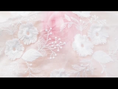 연약한 메시 얇은 명주 그물 레이스 손질 다채로운 꽃 자수 레이스 트리밍