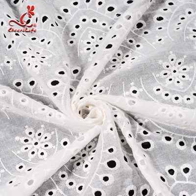 120Cm White Cotton Eyelet Chicken Voile Embroidery Lace Eyelet Fabrics