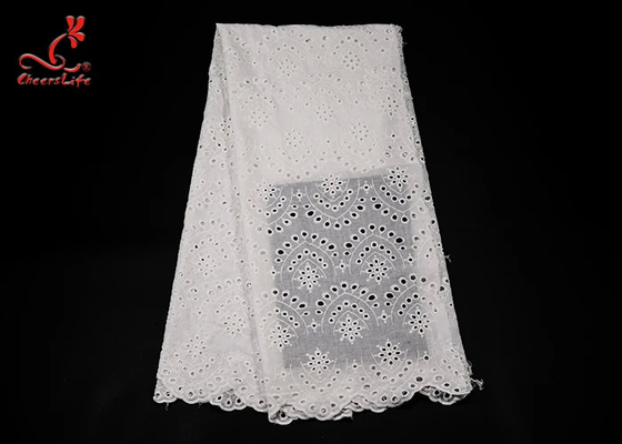 120Cm White Cotton Eyelet Chicken Voile Embroidery Lace Eyelet Fabrics