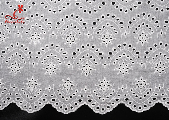 120Cm White Cotton Eyelet Chicken Voile Embroidery Lace Eyelet Fabrics