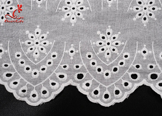 120Cm White Cotton Eyelet Chicken Voile Embroidery Lace Eyelet Fabrics