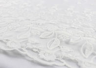 White Floral Guipure Embroidery Lace Fabric / Sequin Bridal Mesh Fabric For Wedding Dress