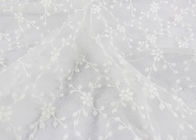 Stretch French Embroidery Lace Fabric , Tulle Lace Dress Net Fabric Scalloped Edge