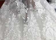 Embroidery Floral Corded Ivory Lace Fabric By The Yard For Luxury Wedding Dress