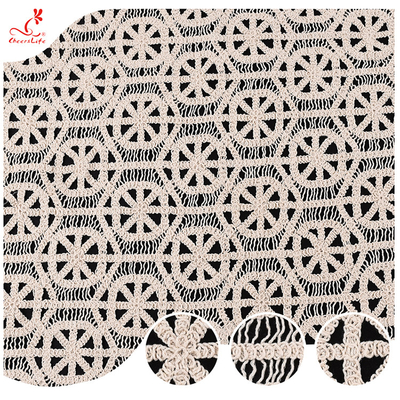 New Design Manufacture Soft Hand Feel 100% Cotton Lace Fabric Geometric Crochet Embroidery Lace