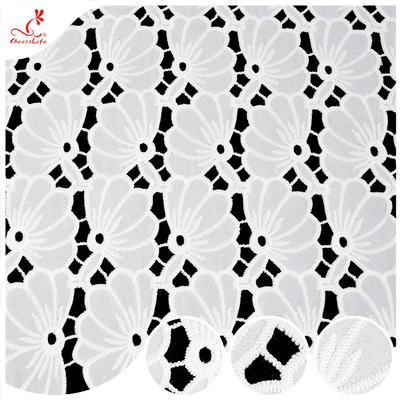 Collection Polyester Charming lace Holes Florals Embroidery Guipure Lace Fabric