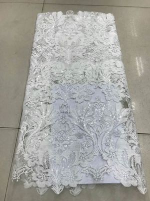 Shiny Sequin Embroidered Floral Beaded Bridal Lace Fabric