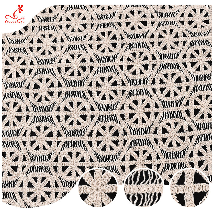 New Design Manufacture Soft Hand Feel 100% Cotton Lace Fabric Geometric Crochet Embroidery Lace