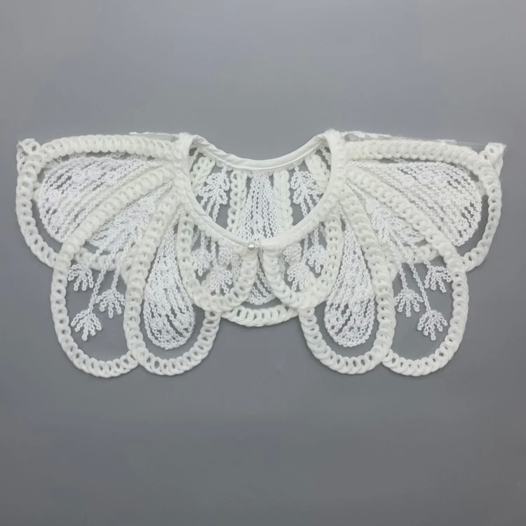Customizable Round Applique Lace Collar With Guipure Embroidery And Color Fastness
