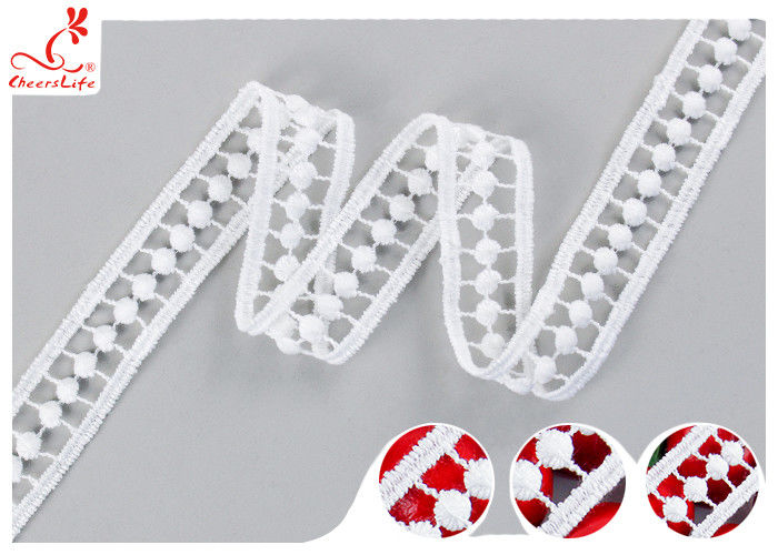 2CM White Guipure Embroidered Lace Trim Pass OEKO TEX 100